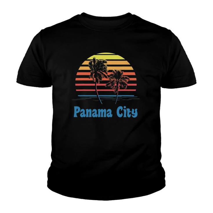 Panama City Florida Sunset Palm Trees Beach Vacation Youth T-shirt
