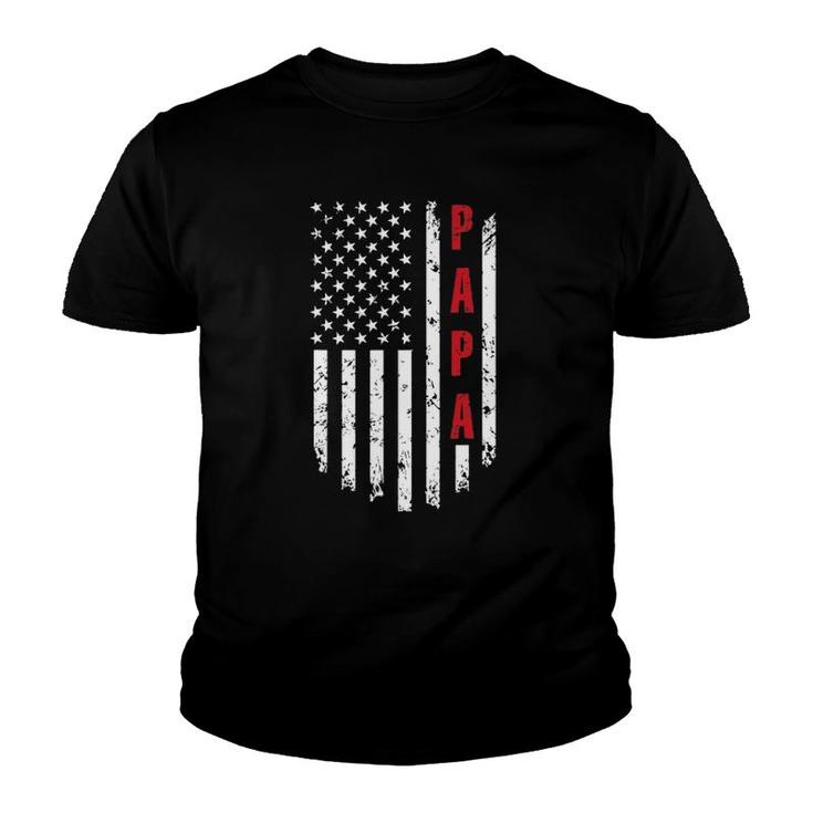 Papa American Flag Funny Tee For Fathers Day Youth T-shirt