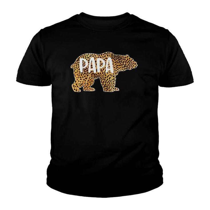 Papa Bear Cheetah Leopard Print Gift Dad Father Gift Premium Youth T-shirt