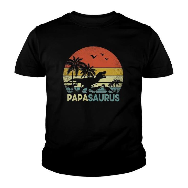Papa Dinosaur Papasaurus 3 Three Kids Father's Day Youth T-shirt
