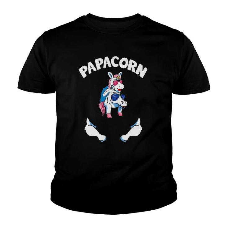 Papacorn 1 Kid Papa Pink Unicorn Father Daughter Youth T-shirt