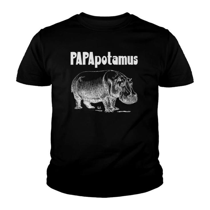 Papapotamus Father Hippo Dad Father's Day Papa Hippopotamus  Youth T-shirt