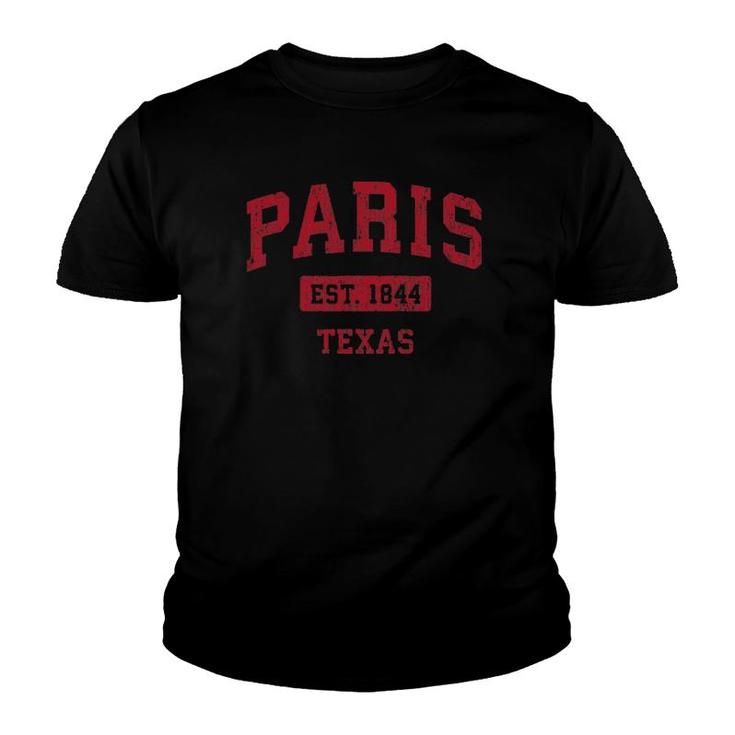 Paris Texas Tx Vintage Design Red Design Youth T-shirt