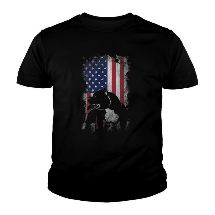 Patriotic American Bully American Flag Usa Pitbull Dog Lover Youth T-shirt