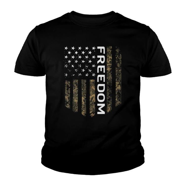 Patriotic American Flag Camo Freedom Usa Patriot Gift Youth T-shirt