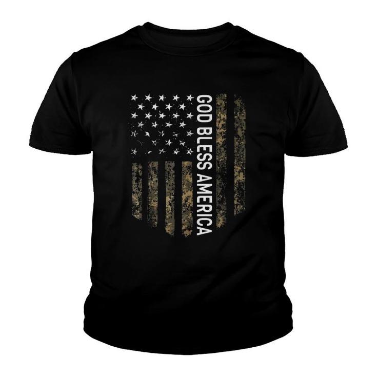 Patriotic American Flag Camo God Bless America Usa Patriot Youth T-shirt