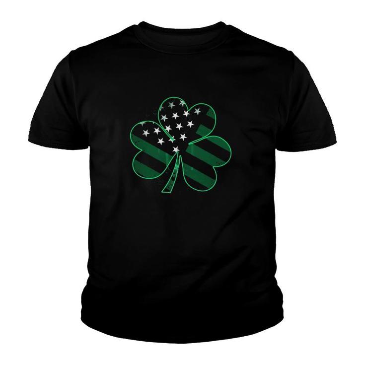 Patriotic American Flag St Patrick's Day Clover Youth T-shirt