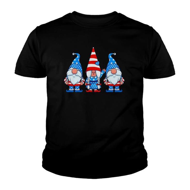 Patriotic Gnomes 4Th Of July Usa American Flag Cute Gnome Youth T-shirt