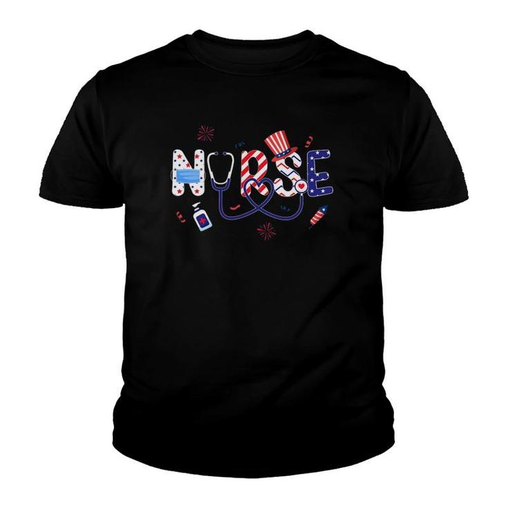 Patriotic Nurse 4Th Of July American Flag Independence Day Youth T-shirt
