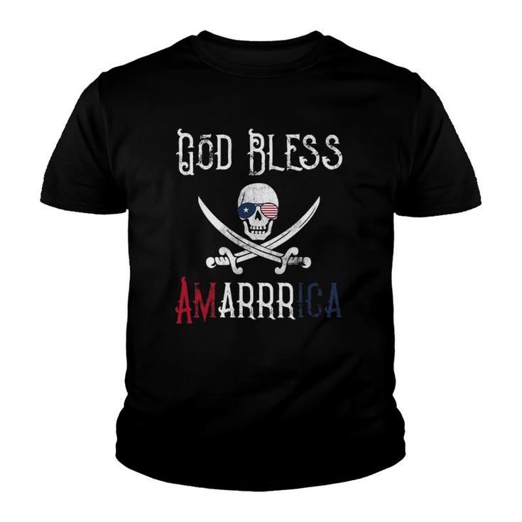 Patriotic Pirate Saying God Bless America Arrr Youth T-shirt