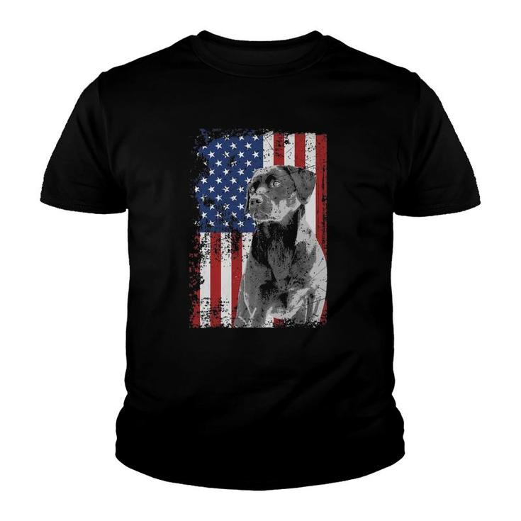 Patriotic Usa Flag Black Labrador Gift For Lab Owners Youth T-shirt