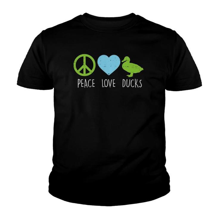 Peace Love Ducks Hippie Farming Life Farm Animal Farmer Gift Youth T-shirt