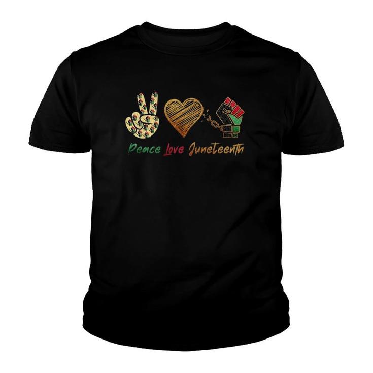 Peace Love Juneteenth  Independence Day Black Pride Youth T-shirt