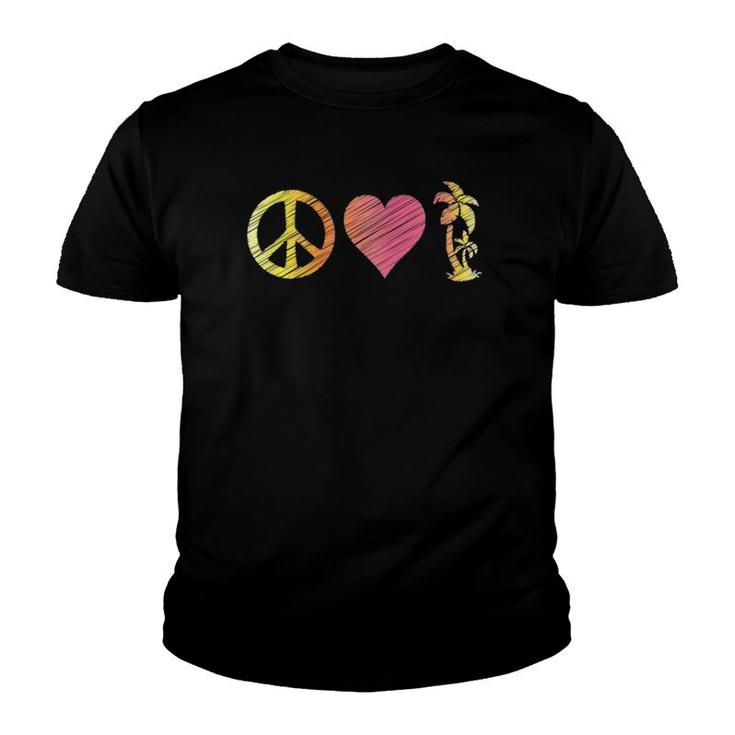 Peace Love Palm Trees - Cute For Beach Lovers Youth T-shirt