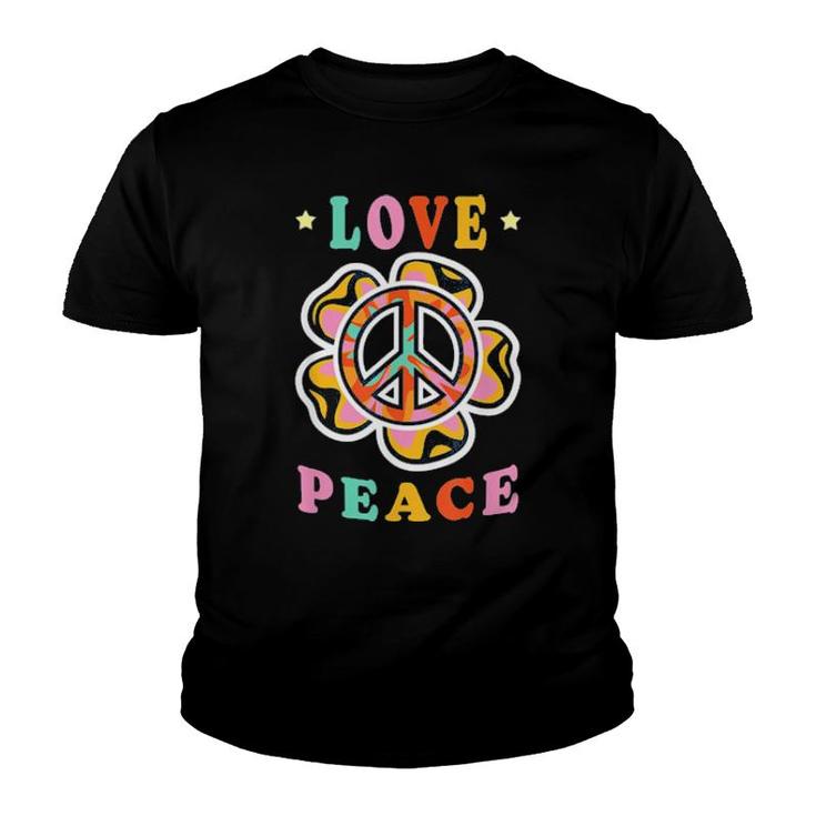 Peace Sign Flower Love Peace Hippie Costume 60S 70S Tee  Youth T-shirt