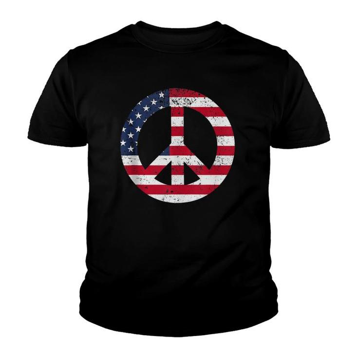 Peace Sign  Patriotic Usa Flag Peace & Love Tank Top Youth T-shirt