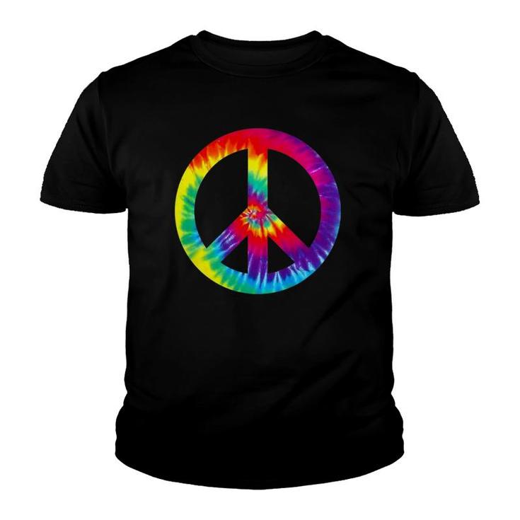 Peace Sign Symbol Tie Dye 60S 70S  Hippie Costume Youth T-shirt