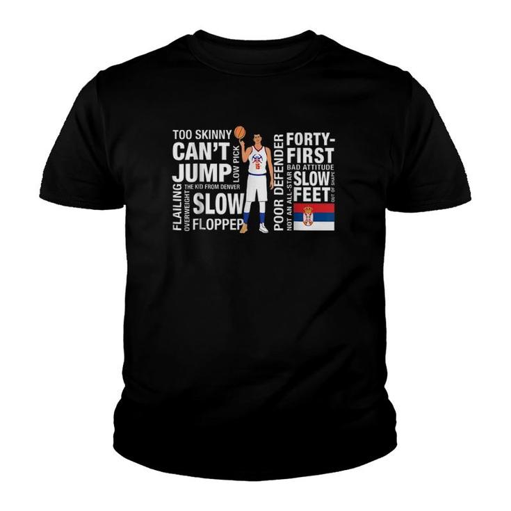 Peep Nikola Jokic's Mvp Tees Too Skinny Can't Jump Low Youth T-shirt