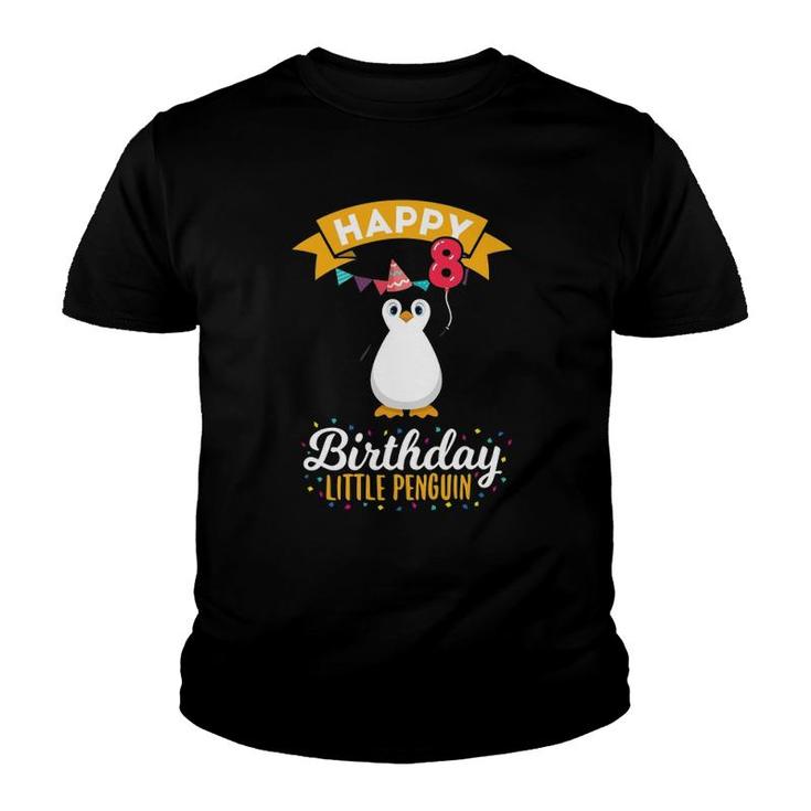 Penguin Birthday 8 Years Old 8Th Anniversary Animal Youth T-shirt