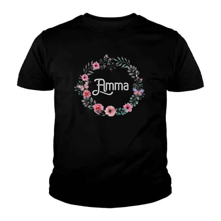 Perfect Mother's Day Gifts For Icelandic Grandma Floral Amma Raglan Baseball Youth T-shirt