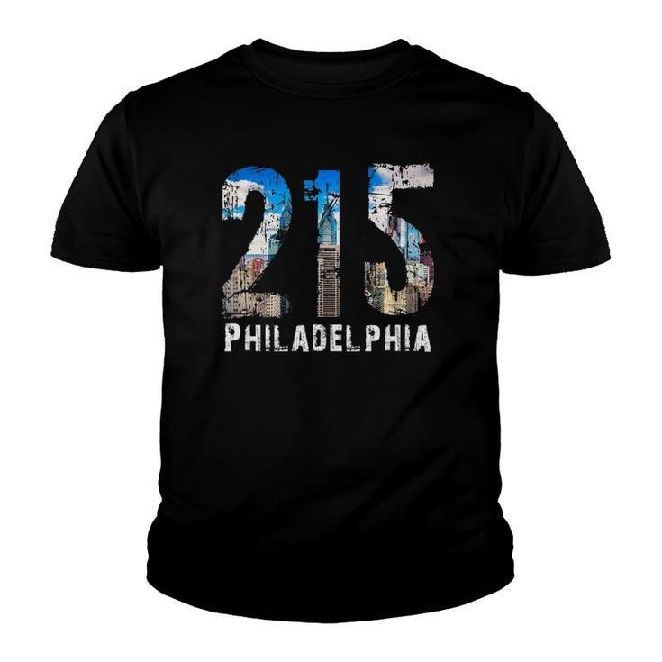 Philadelphia 215 Philly 215 Skyline Area Code Youth T-shirt
