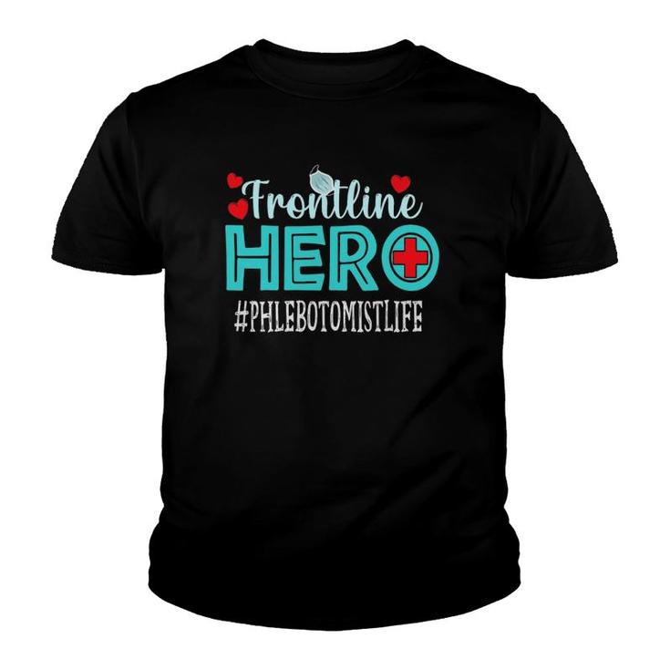 Phlebotomist Frontline Hero Essential Workers Appreciation Youth T-shirt