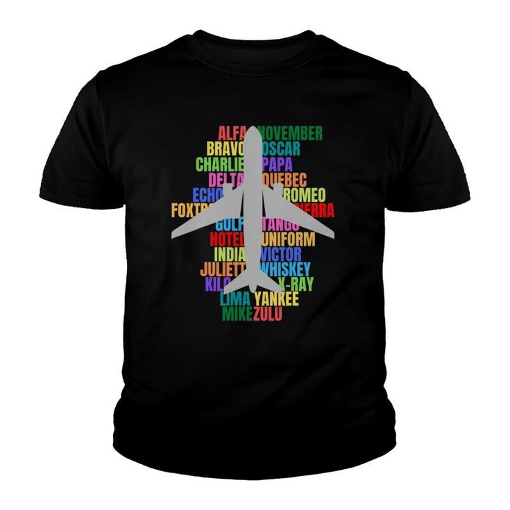 Pilot Alphabet - Pilot & Copilot Alphabet Aeroplane Men's Youth T-shirt