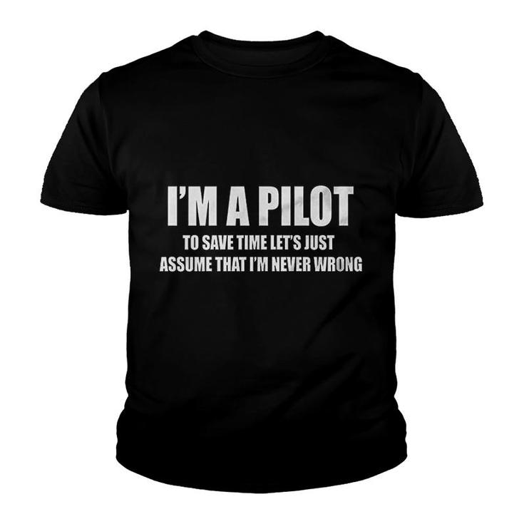 Pilot Aviation Flight School Airplane Youth T-shirt
