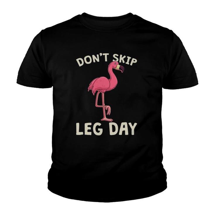 Pink Flamingo Workout Don't Skip Leg Day Gym Fitness Youth T-shirt