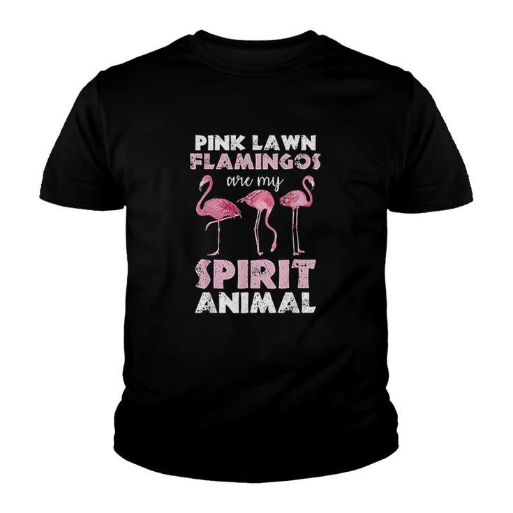Pink Lawn Flamingos Are My Spirit Animal Youth T-shirt
