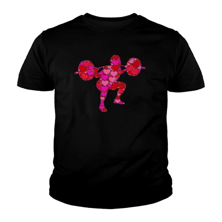 Pink Red Heart Valentine's Day Gift For Weight Lifter Gym  Youth T-shirt