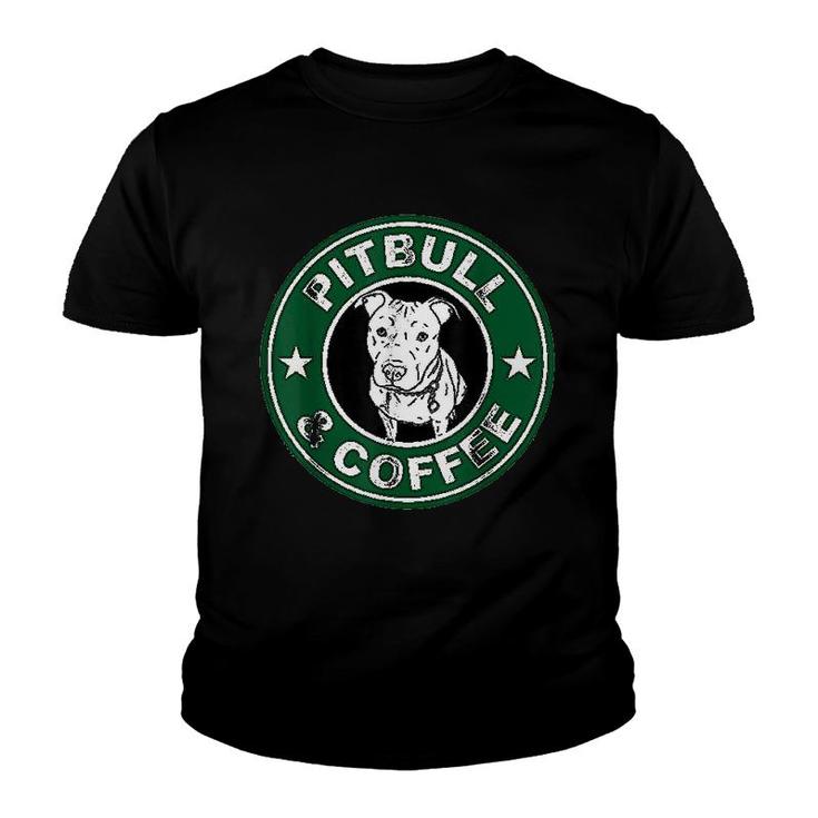Pitbull And Coffee Cute Youth T-shirt