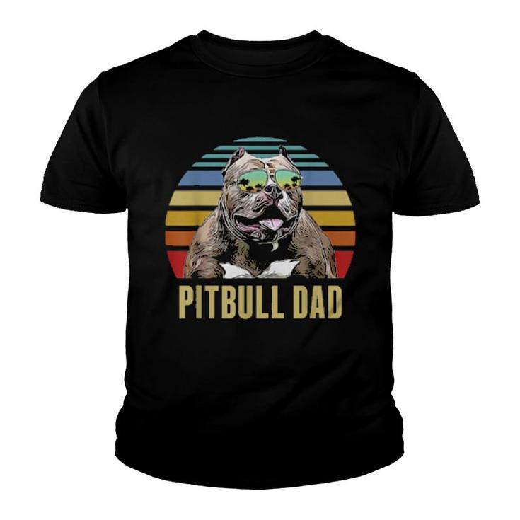 Pitbull Best Dog Dad Ever Retro Sunset Beach Vibe  Youth T-shirt