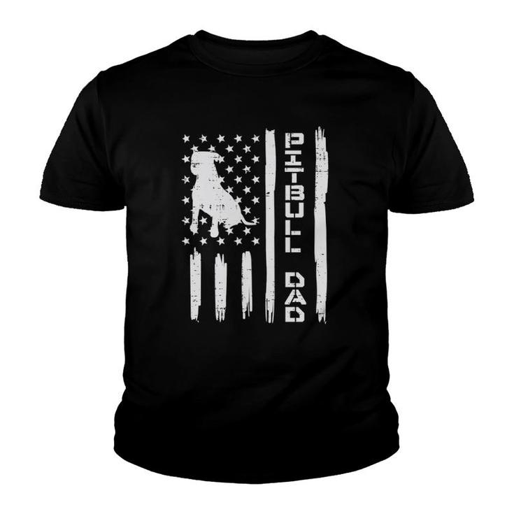 Pitbull Dad Flag Vintage Patriotic Dog Lover Owner Men Gift Youth T-shirt