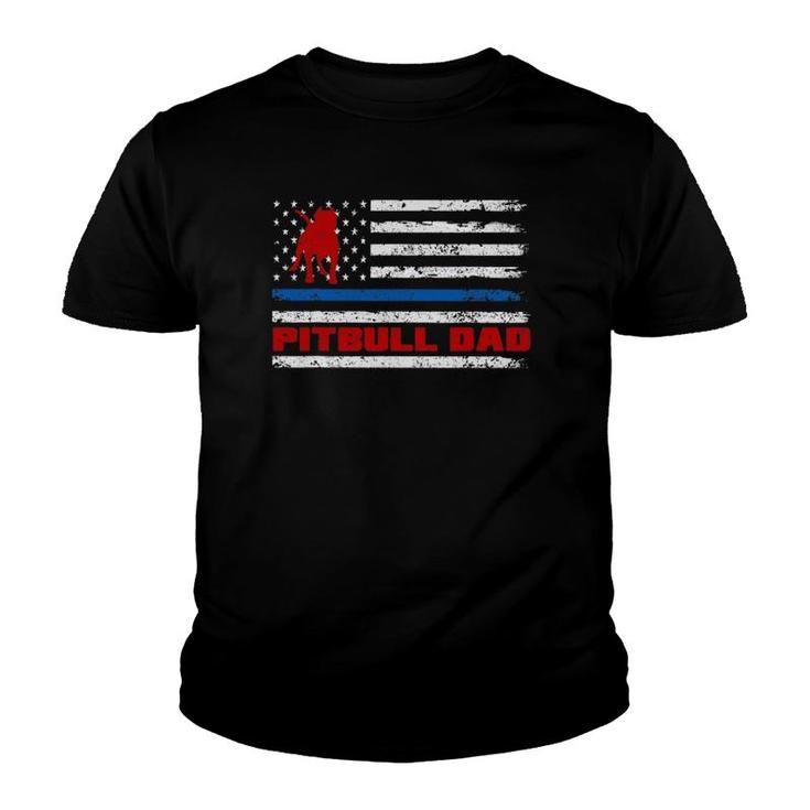 Pitbull Dad Mens - Proud American Pit Bull Dog Flag Youth T-shirt