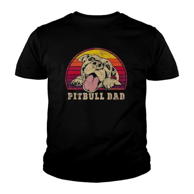 Pitbull Dad Vintage Smiling Pitbull Fathers & Dog Lovers  Youth T-shirt