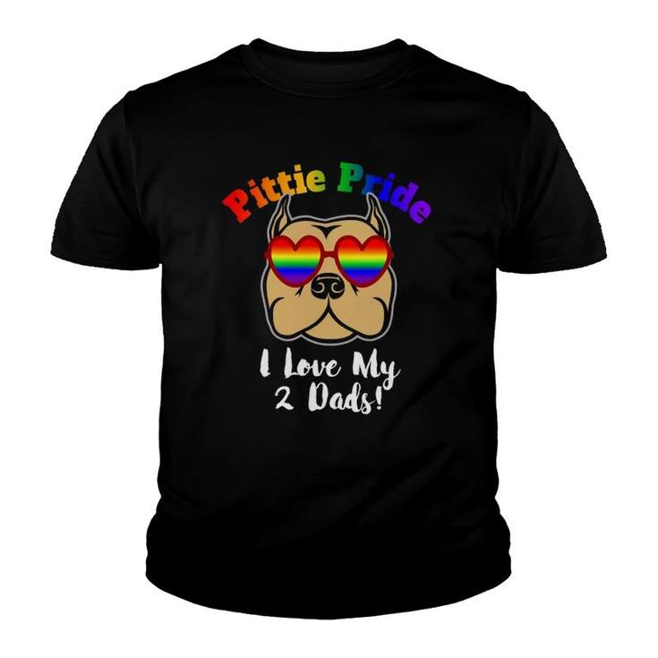 Pitbull Gay Pride I Love My 2 Dads Pittie Pride Lbgt Gift Youth T-shirt
