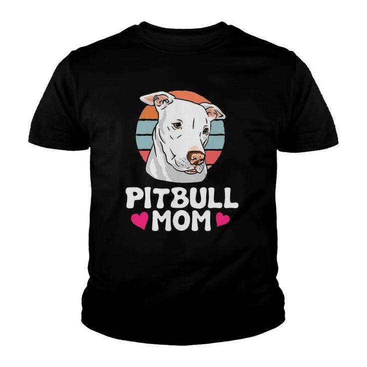 Pitbull Mom Retro Pit Bull Terrier Pibble Dog Lover Owner Youth T-shirt