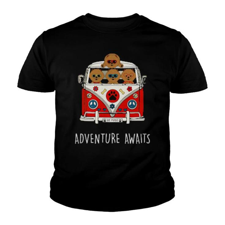 Pomeranian Adventure Awaits Artwork Camper Pom  Youth T-shirt