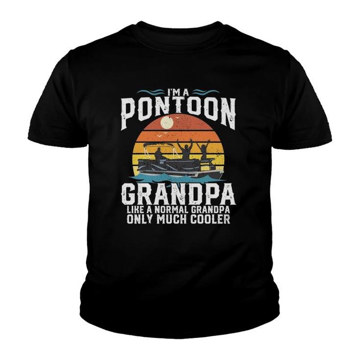 Pontoon Grandpa Captain Retro Funny Boating Father's Day Gift Youth T-shirt