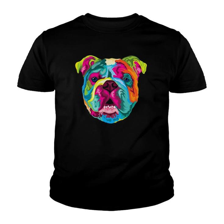 Pop Art English Bulldog Pet Paw Gift Men Women Dog Lover Youth T-shirt