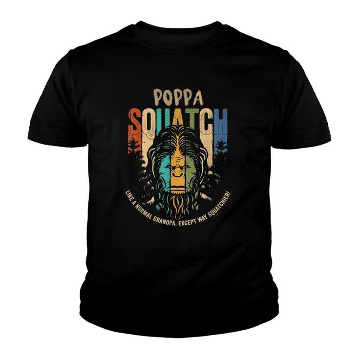 Poppa Squatch - Funny Bigfoot Sasquatch Fathers Day Gift Youth T-shirt