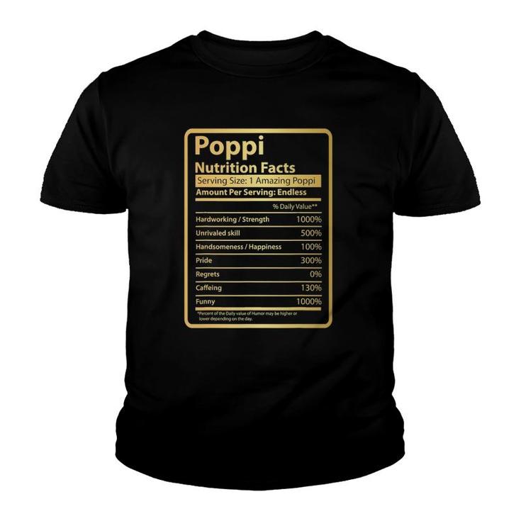 Poppi Nutrition Facts Father's Day Gift For Poppi Youth T-shirt
