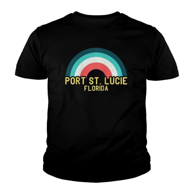 Port St Lucie Florida Vintage Retro Rainbow Raglan Baseball Tee Youth T-shirt