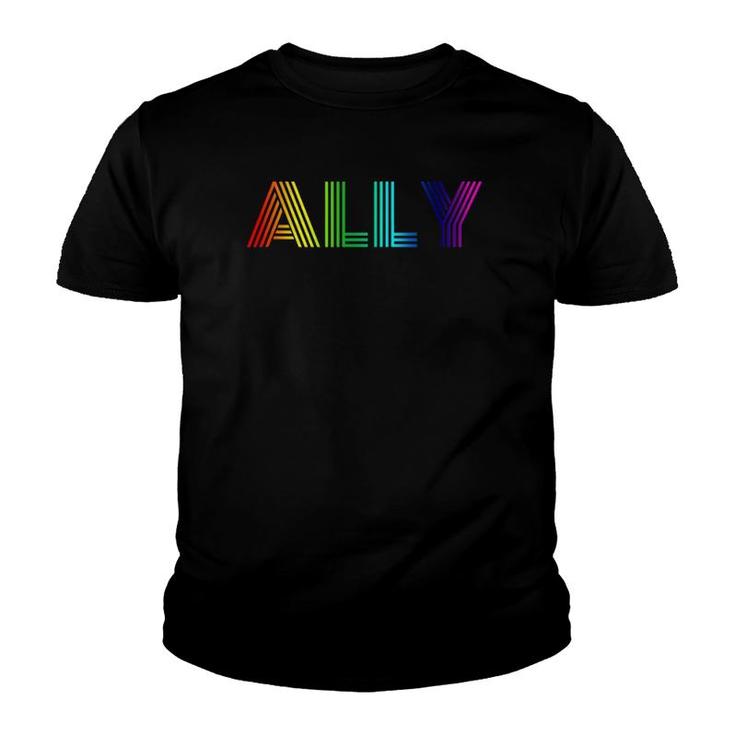 Pride Ally Gay Pride Month Lgbt Rainbow Flag Youth T-shirt