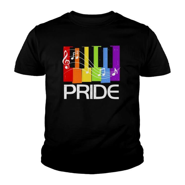 Pride  Lgbt Rainbow Gay Lesbian Piano Youth T-shirt