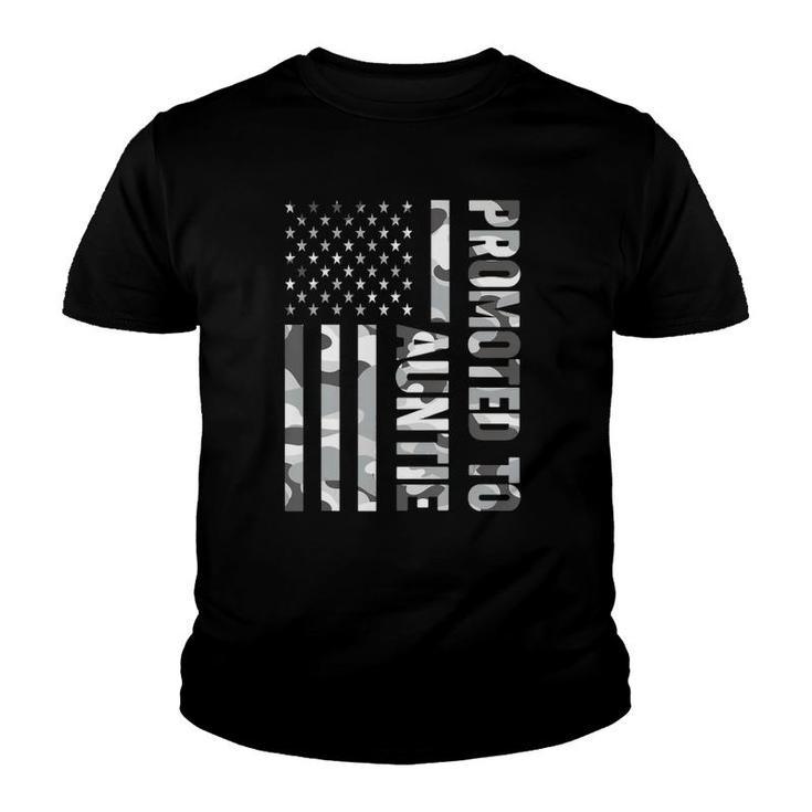 Promoted To Auntie American Flag Camo Mother's Day  Youth T-shirt