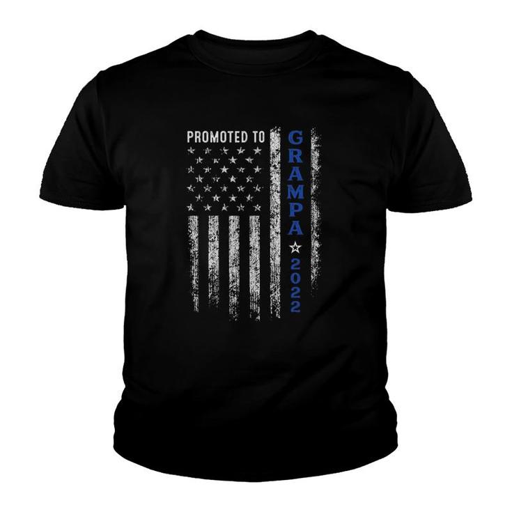 Promoted To Grampa Est 2022 Thin Blue Line American Grandpa Youth T-shirt