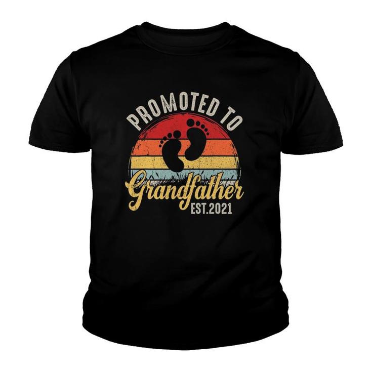 Promoted To Grandfather Est2021 New Grandad Retro Gift Baby Youth T-shirt