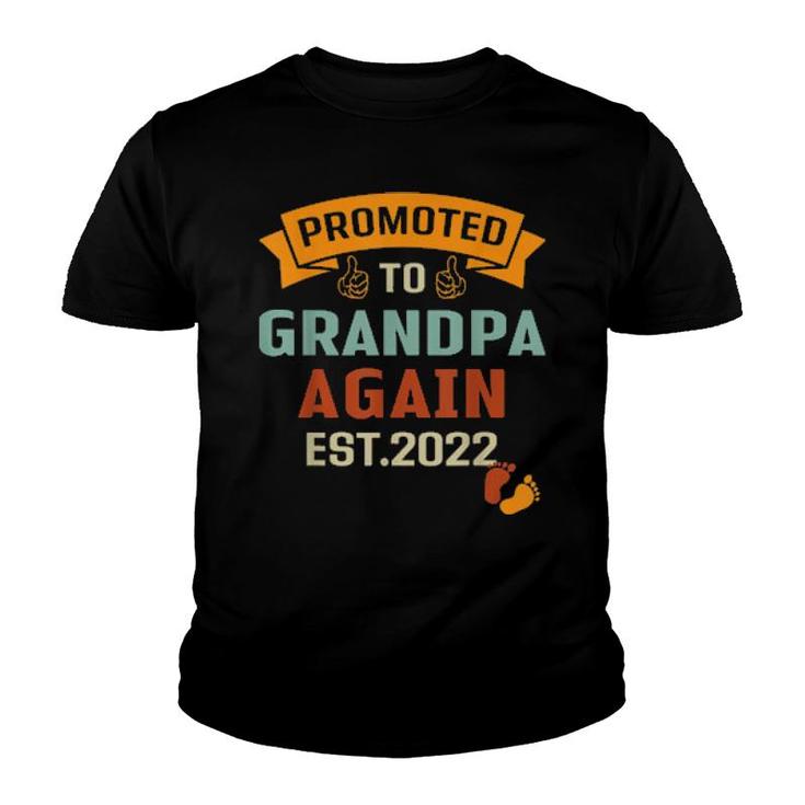 Promoted To Grandpa Again Est 2022 Vintage  Youth T-shirt
